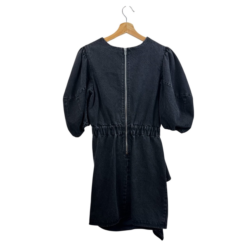 RHODE Women's Pia Black Denim Puff Sleeve Mini Dress Sz. 4 - Picture 9 of 16